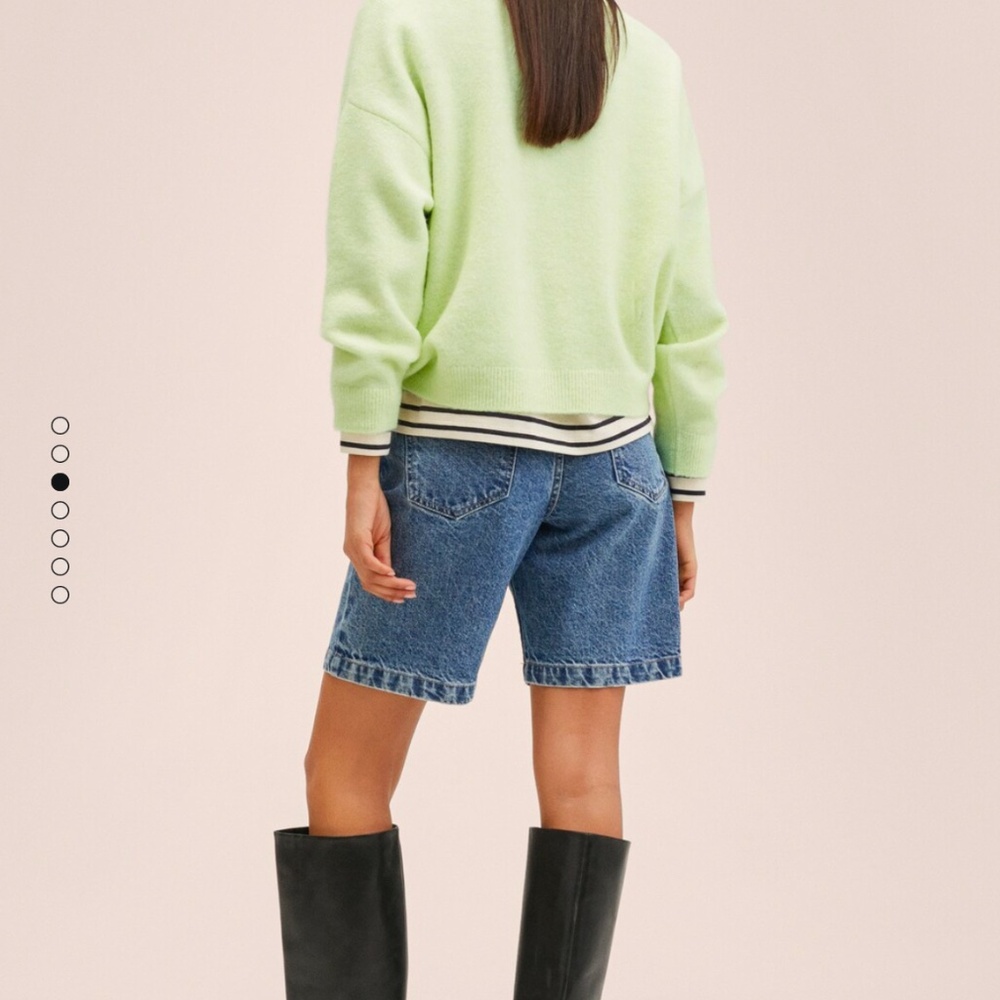 Mango half zipper green sweater - Picture 3 of 7